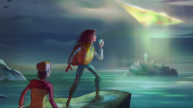 A character standing on a cliffside looking out over the ocean in OxenFree II
