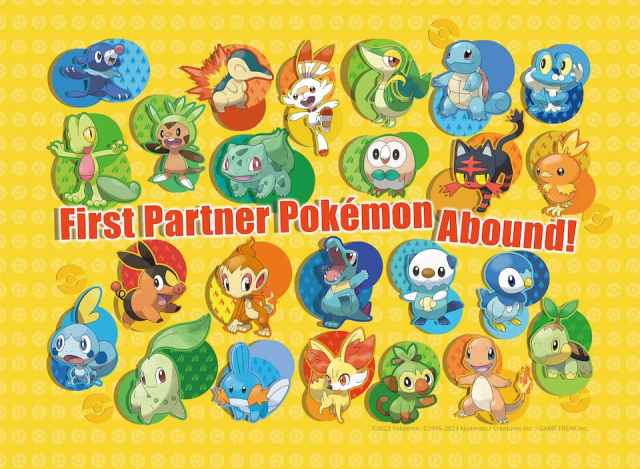 A promotional image of the First Partner Pokemon returning in Scarlet and Violet.