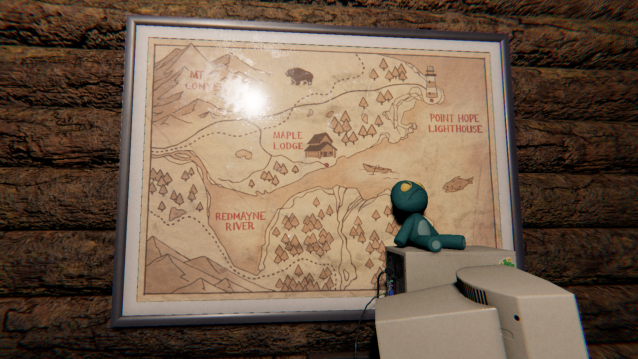 A map in the Maple Lodge reception center with the Point Hope Lighthouse on it.