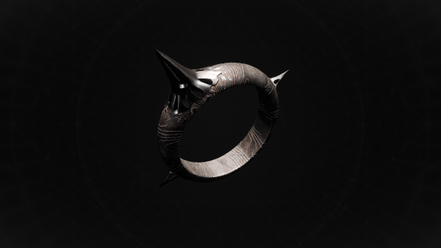 A sharp iron ring sits on a black background in Remnant 2.