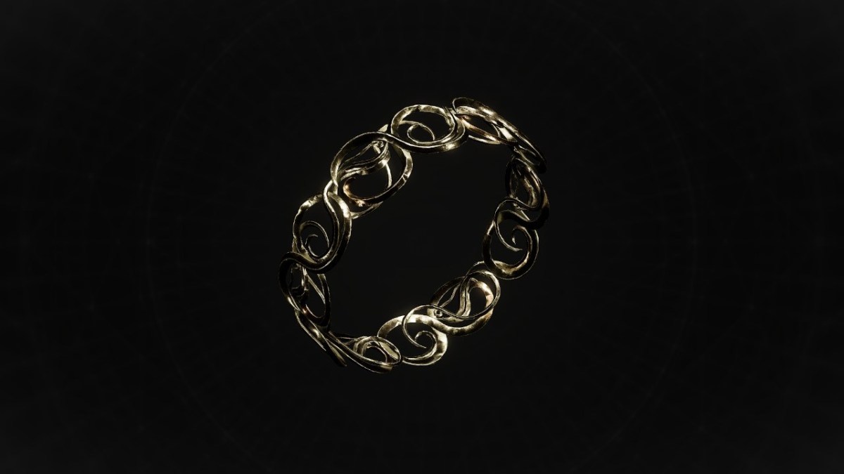 A knotted ring in Remnant 2 sits on a black background.