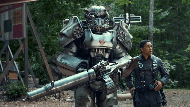 A character in power armor from the Fallout TV series.