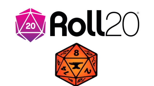 The logos for the Roll20 and Foundry virtual tabletop softwares.