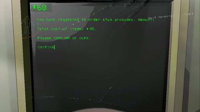 Confirm screen of the Terminal's Store in Lethal Company