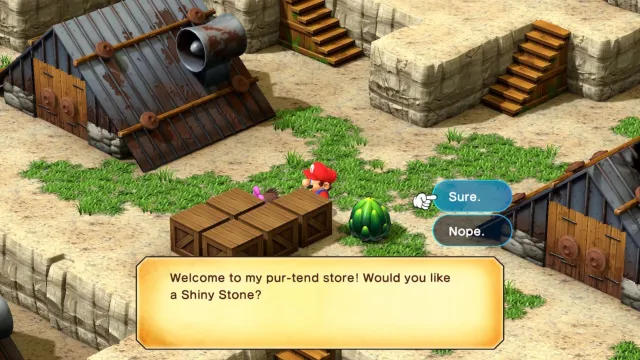 asking if mario wants shiny stone in super mario rpg