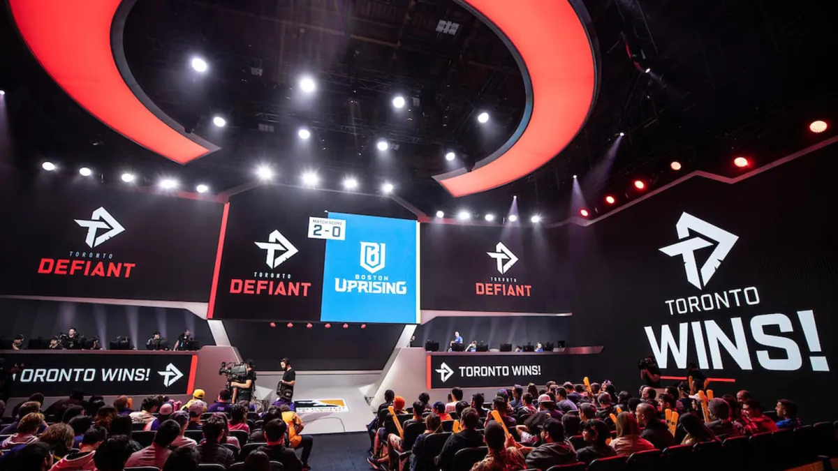 The Overwatch League arena, where Toronto Defiant have just won a match.