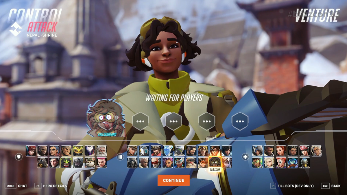 Overwatch 2 DPS hero Venture on the hero select screen with Nepal in the background