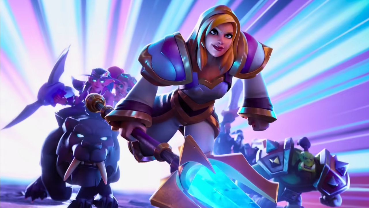 Jaina and the Huntress charging into battle in Warcraft Rumble.