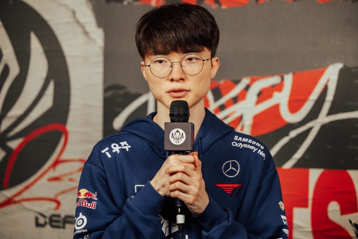Faker being interviewed after a League of Legends game at MSI 2023