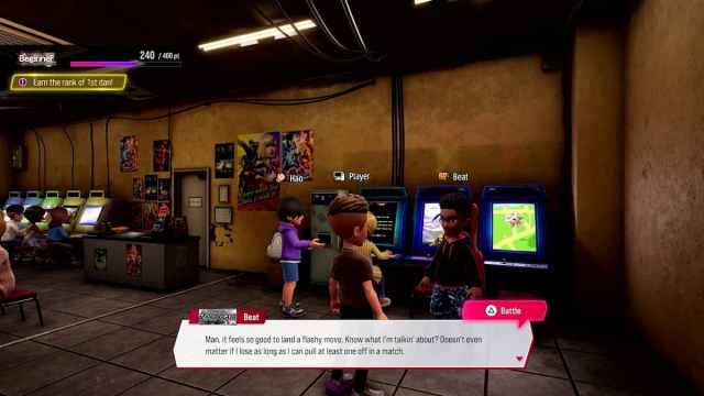 Player avatar talking to an NPC in Tekken 8's Arcade Quest.