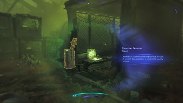 A data terminal being highlighted by Na'vi Senses in Avatar: Frontiers of Pandora.