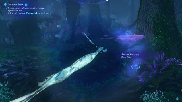 A Scent Trail through a dark forest in Avatar: Frontiers of Pandora.