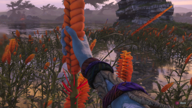 A player harvesting Reeds in Avatar: Frontiers of Pandora.
