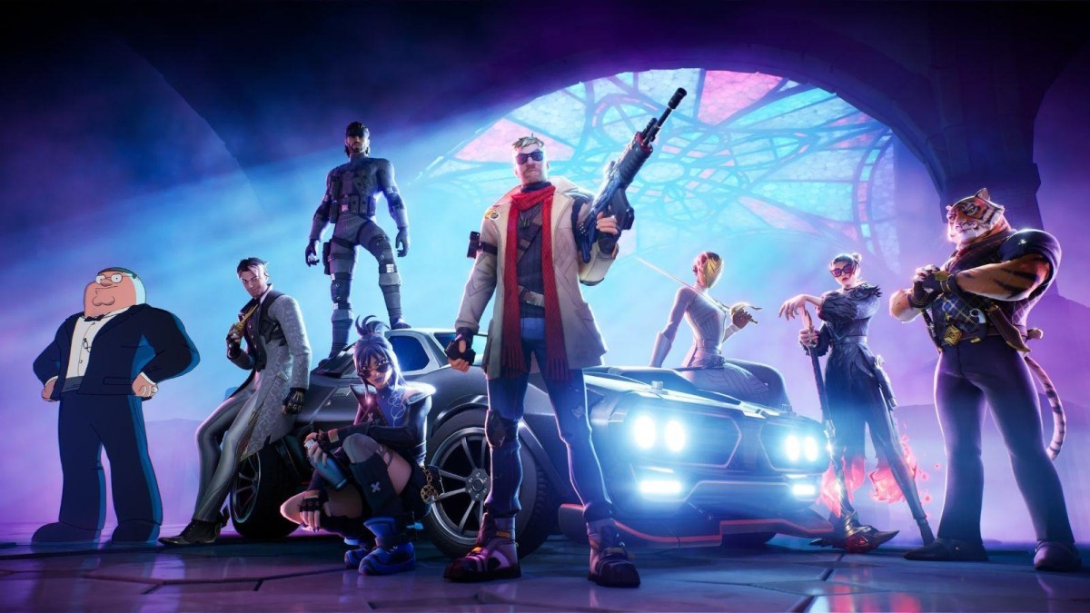 A Fortnite Chapter 5 screenshot showing characters around a car