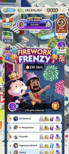 Firework Frenzy Monopoly GO Jan Leaderboard