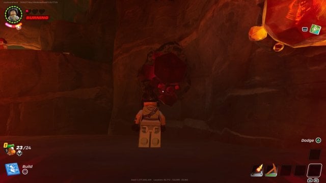 Rough Ruby in lava cava in LEGO Fortnite