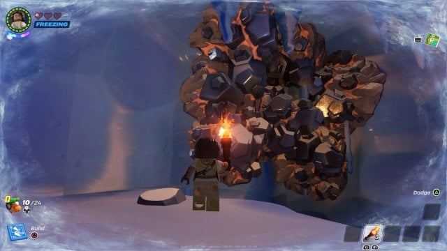 Iron cluster in cold caves in LEGO Fortnite
