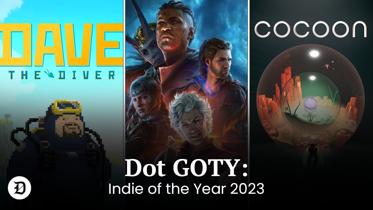 Dave the Diver, Baldur's Gate 3 and Cocoon with Dot Indie GOTY written over
