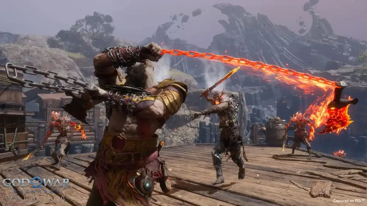Kratos battling new enemies in a trek through Valhalla.