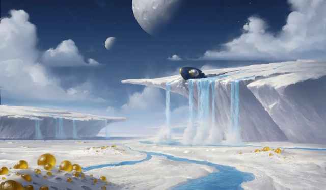 Hallowed Fountain Unfinity alternate art. A space ship crash landed on a deserted alien planet.