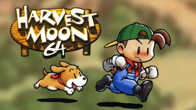 Harvest Moon 64 artwork showing a boy farmer and his dog
