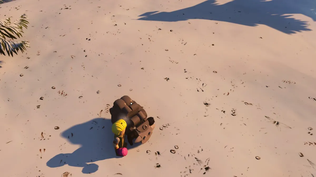 LEGO Fortnite player standing beside a sheep.