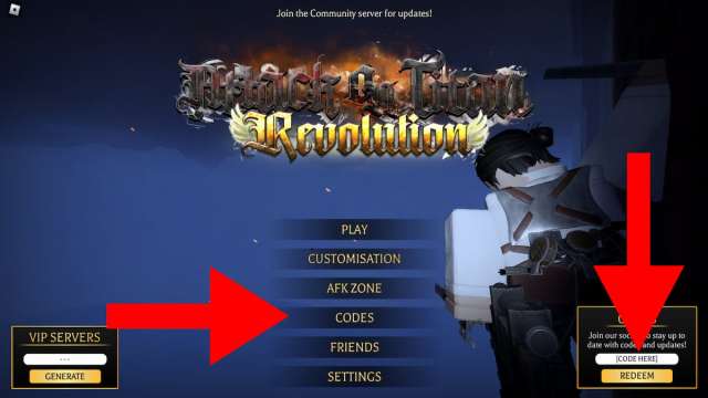 How to redeem codes in AoT: Revolution