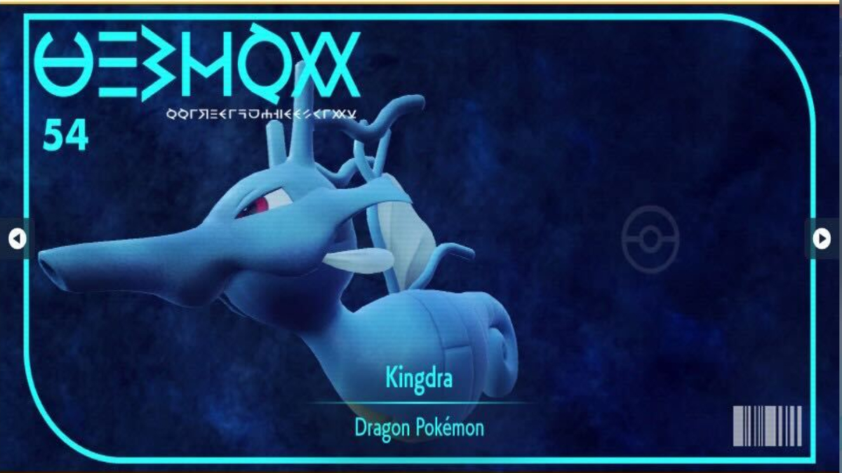 The Pokedex entry for Kingdra in The Indigo Disk.