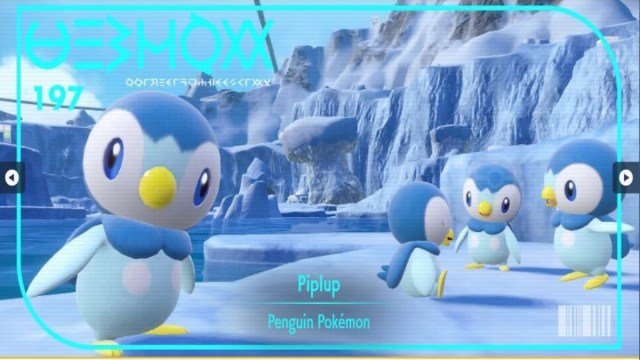 The Pokedex entry for Piplup in The Indigo Disk.