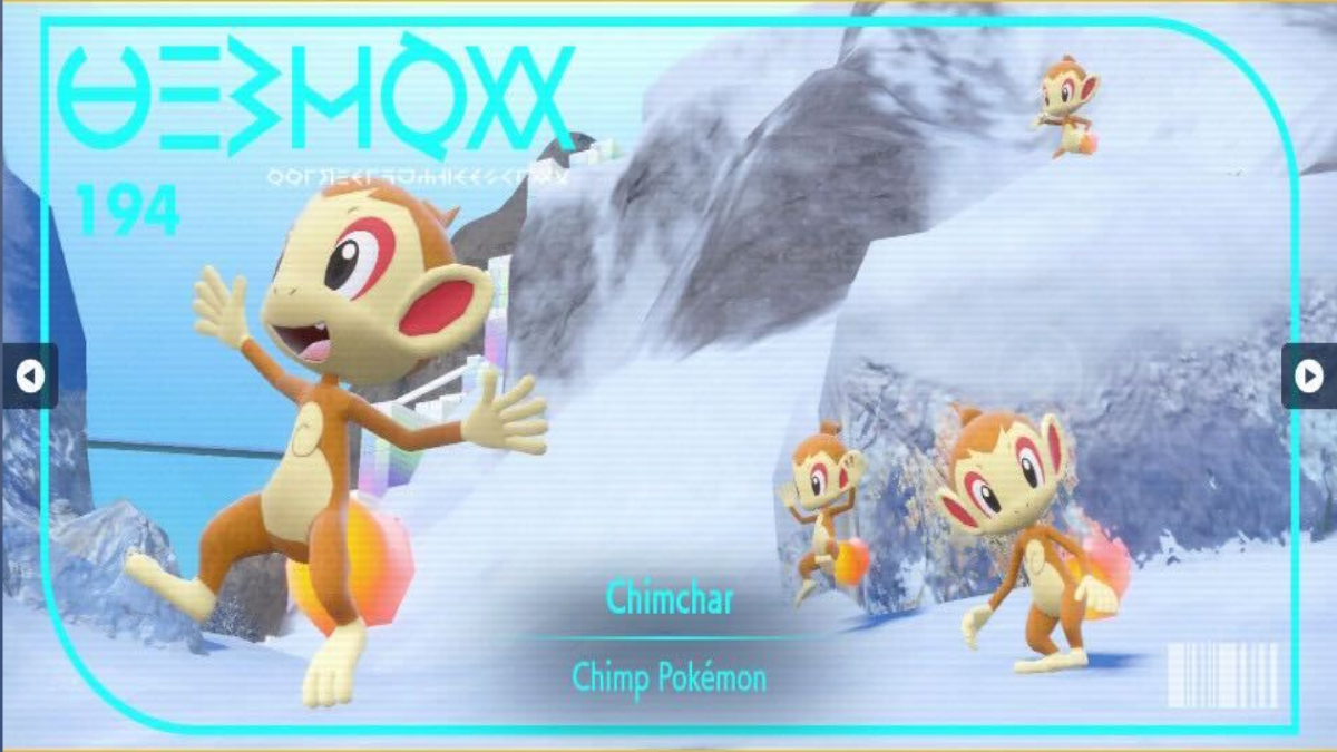 The Pokedex entry picture for Chimchar in The Indigo Disk.