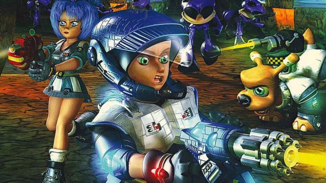 Jet Force Gemini cover art showing two astronauts holding blasters and a dog