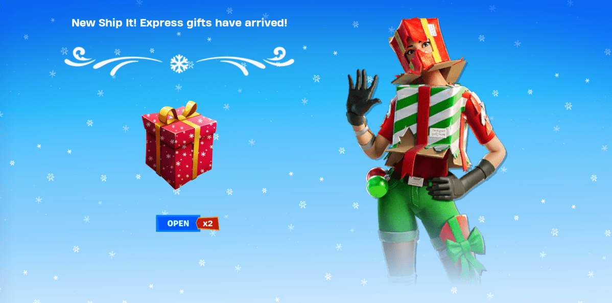 The Holiday Boxy outfit in Fortnite.