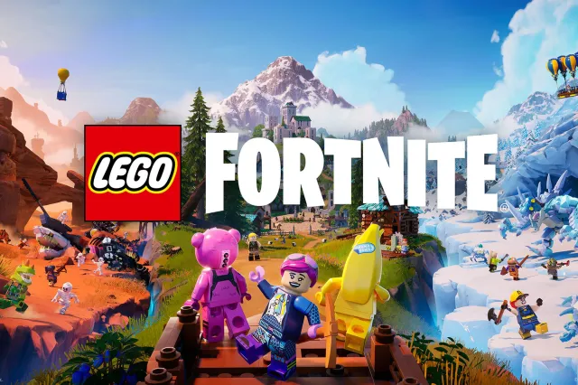 Splash art for the LEGO Fortnite event, featuring LEGO characters in a LEGO version of the Fortnite world.