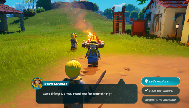Interact menu with a villager in LEGO Fortnite