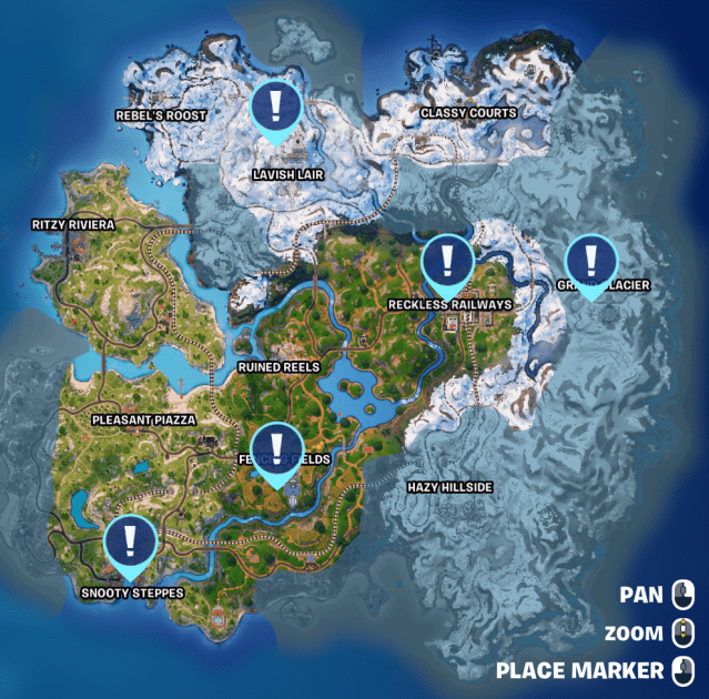 Mod Bench Locations in Fortnite Chapter 5 Season 1