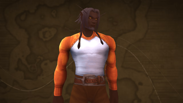 Blood Elf wearing Orange-Sleeved Shirt