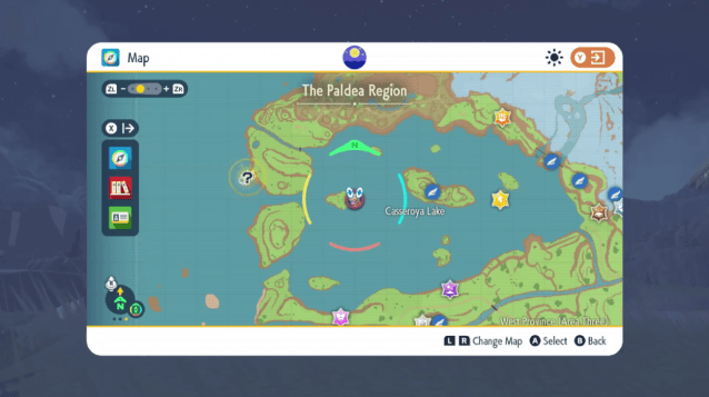 Map of Suicune's location in Pokémon Scarlet and Violet