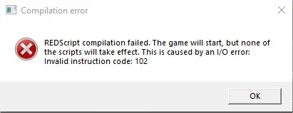 REDScript compilation failure error in Cyberpunk 2077