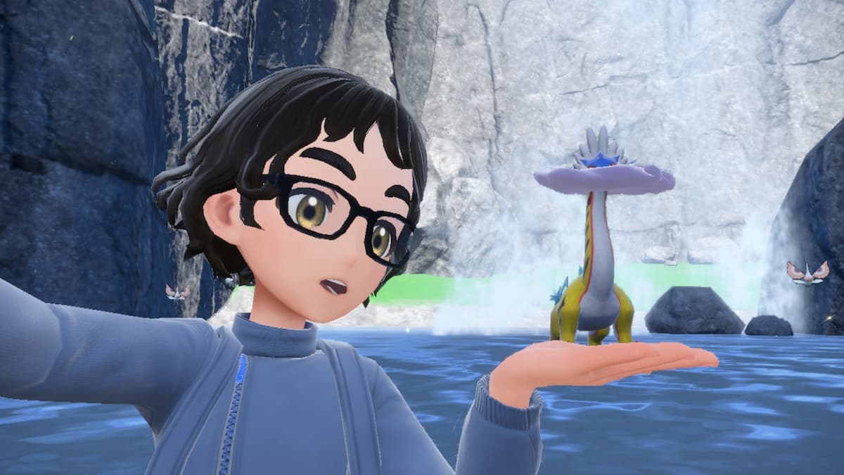 A trainer marveling at Raging Bolt under a waterfall.