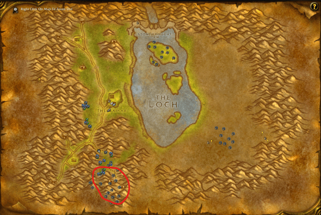 Map of the Skull-Shaped Geode's location in WoW