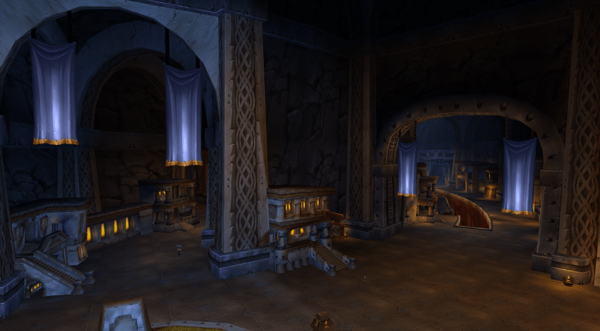 A view of Ironforge's common area from the Mystic Ward