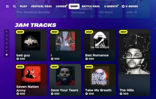 Jam tracks in Fortnite Festival