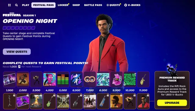 Fortnite Festival pass featuring The Weeknd