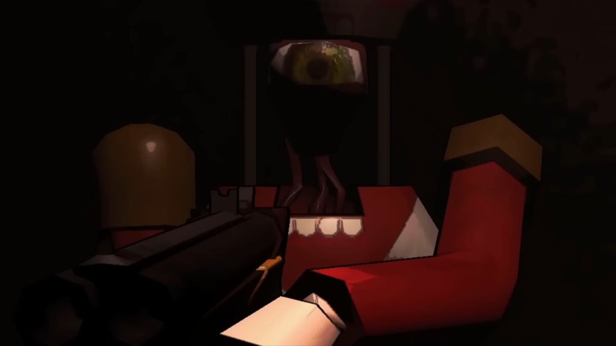 The Nutcracker holding the Shotgun and showing its eye in Update 45 trailer for Lethal Company