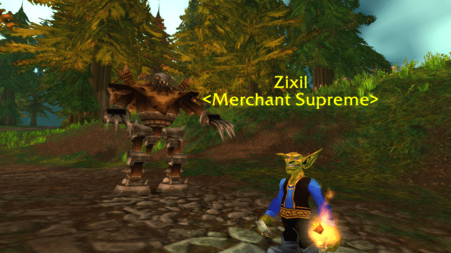 Zixil and his golem traveling on the road between Southshore and Tarren Mill in WoW Classic