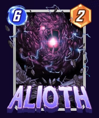 Alioth card, showing its purple aura