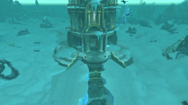 Wyrmrest Temple in WoW Wrath of the Lich King Classic with the underground path of the titans emphasized