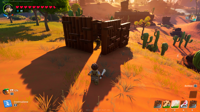 Player builds wals around mob in Lego Fortnite