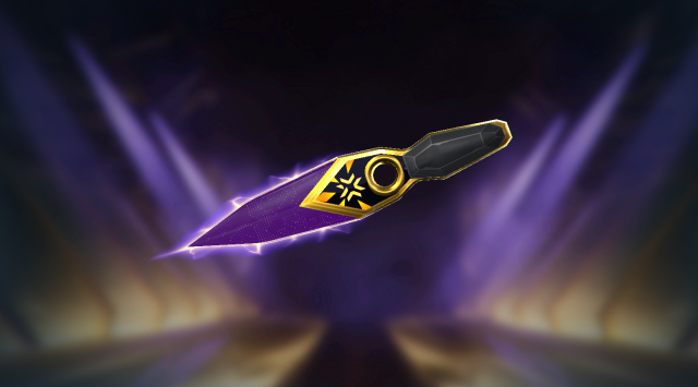 VCT 2023 Champions knife with a purple blade and gold handle.