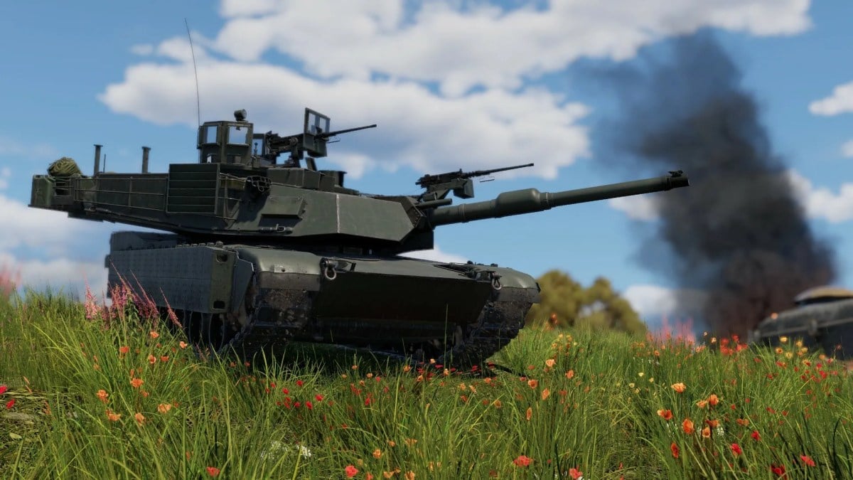 A War Thunder tank sitting on some grass